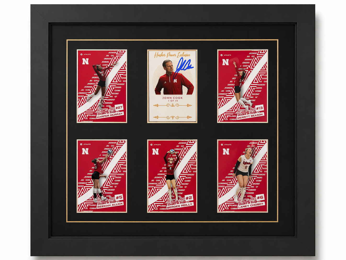Nebraska Volleyball John Cook Auto 6 Card Display