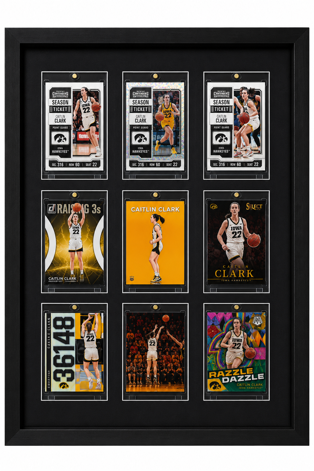Caitlin Clark Iowa Hawkeye Basketball Card Display Fire Frame