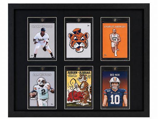 Auburn Tigers Framed Sports Card Fire Frame Display | Cam Newton Charles Barkley Bo Nix
