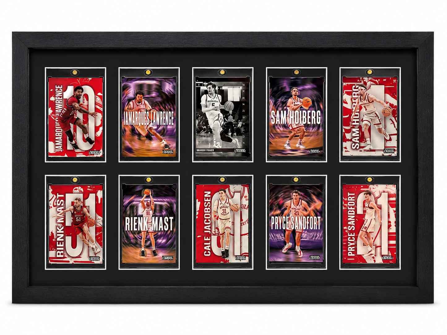 Nebraska Basketball 10 Card Display Fire Frames