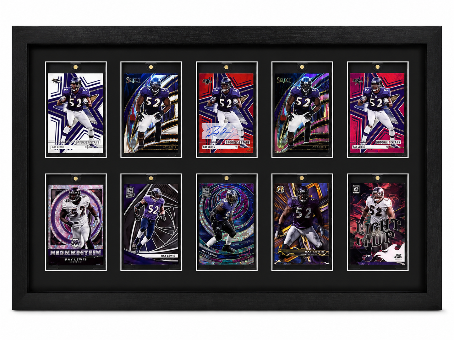 Ray Lewis 10 Card Autograph Display Fire Frames